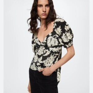 MANGO Floral - Print Flowy Blouse